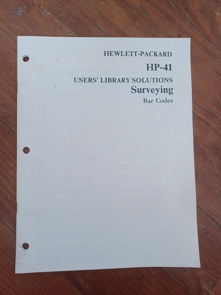 Hewlett-packard HP-41 Users Library Surveying Bar Codes Manual