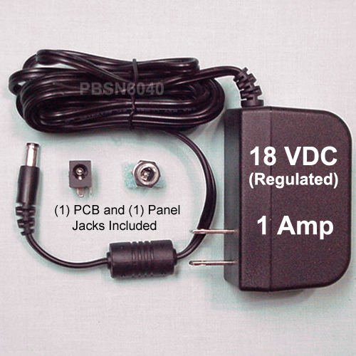 (2) 18 VDC, 1 Amp REGULATED Switching Power Supplies + (4) Power Jacks (2-types)
