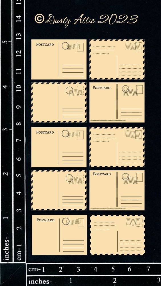 Dusty Attic Chipboard 3x5 - Postcards, DA3646
