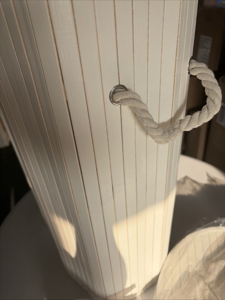 57 Liter Round Bamboo Hamper In White