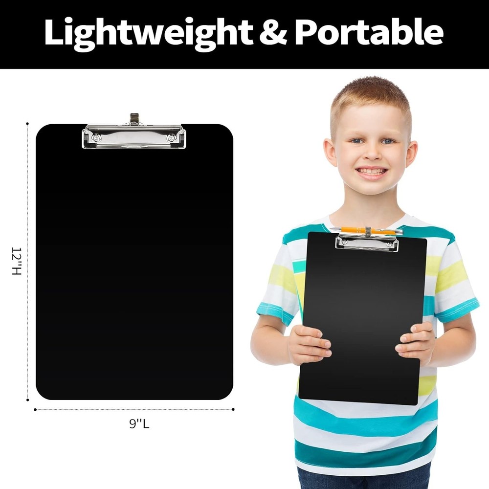 Smooth Writing Surface Clipboard, Strong Plastic with 100 Sheet Capacity - Black