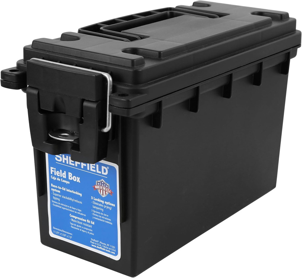 12629 Ammo Storage Box, Stackable .30 Cal Field Boxes, Water and Dust Resistant,