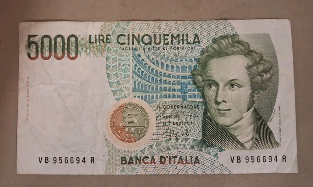 1985 Italy 5000 Lire Note