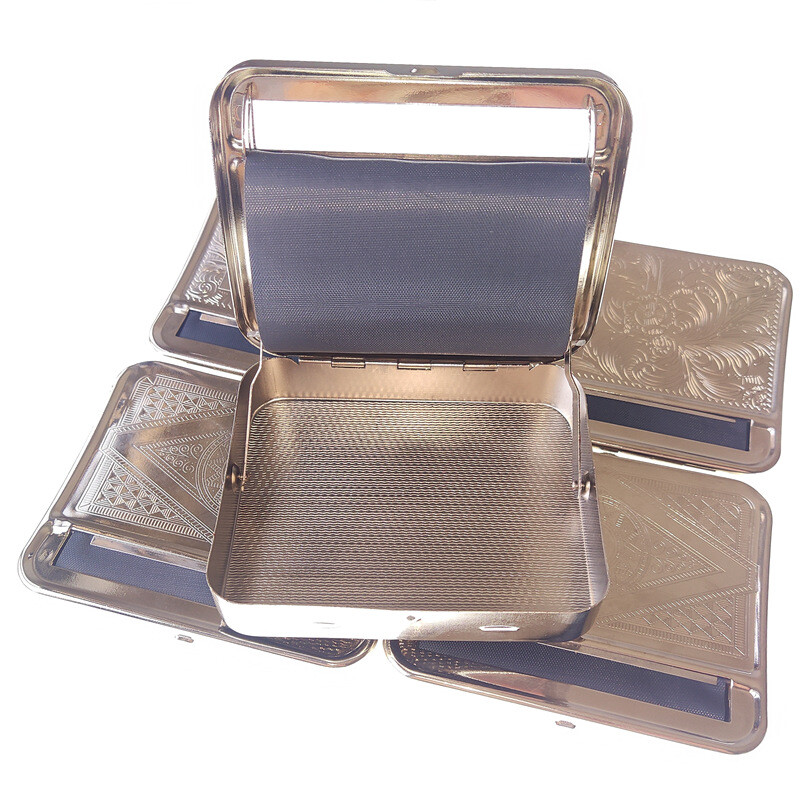 SILVER AUTOMATIC ROLLING Machine Tin Box Metal Roller Cigarette Tobacco Roll