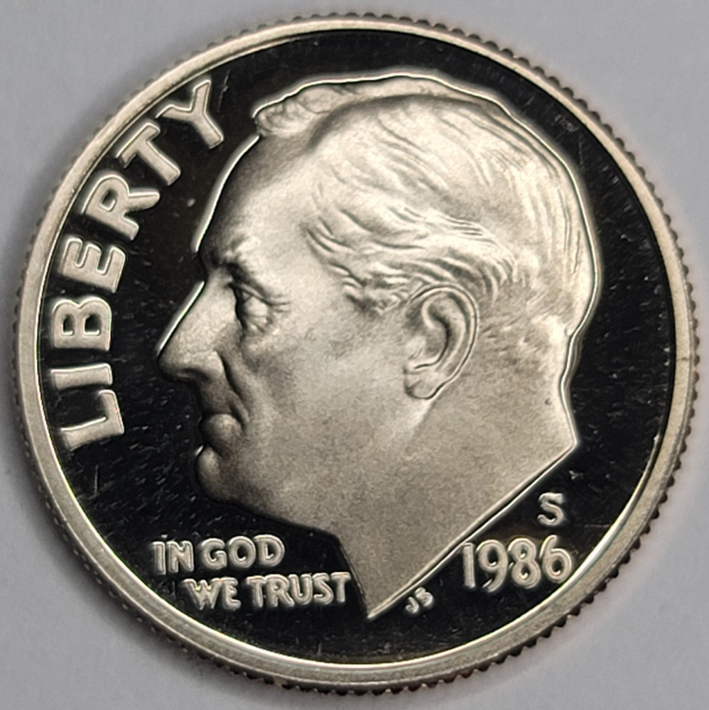 1986 S GEM PROOF DCAM ROOSEVELT DIME