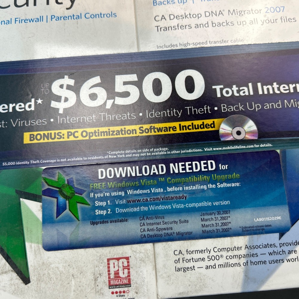CA Desktop DNA Migrator & Internet Security Suite 2005 Version Vintage
