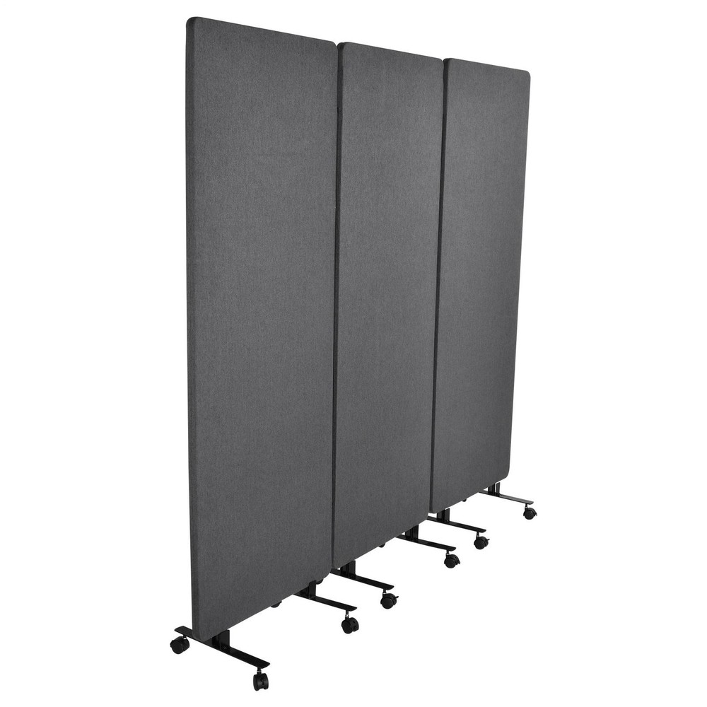3-Panel Folding Room Divider 5.5FT Rolling Privacy Screen w/ Lockable Wheels