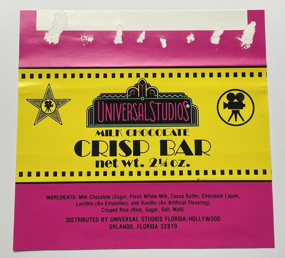 1990’s Universal Studios Chocolate Crisp Candy Bar Wrapper