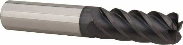 Accupro 1/2" Diam 5 Flute Single End Solid Carbide 0.06" Corner Radius End Mi...