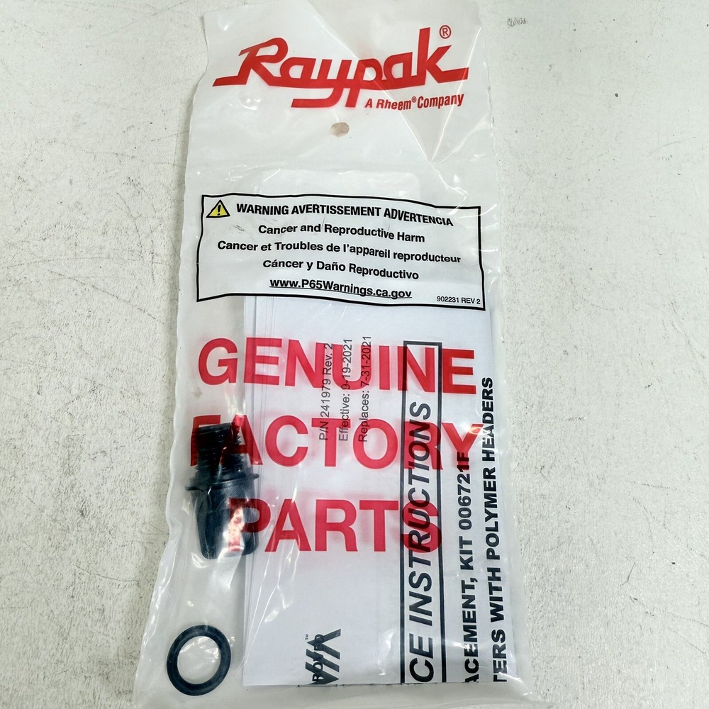 Raypak 006721F Drain Plug Cap Kit