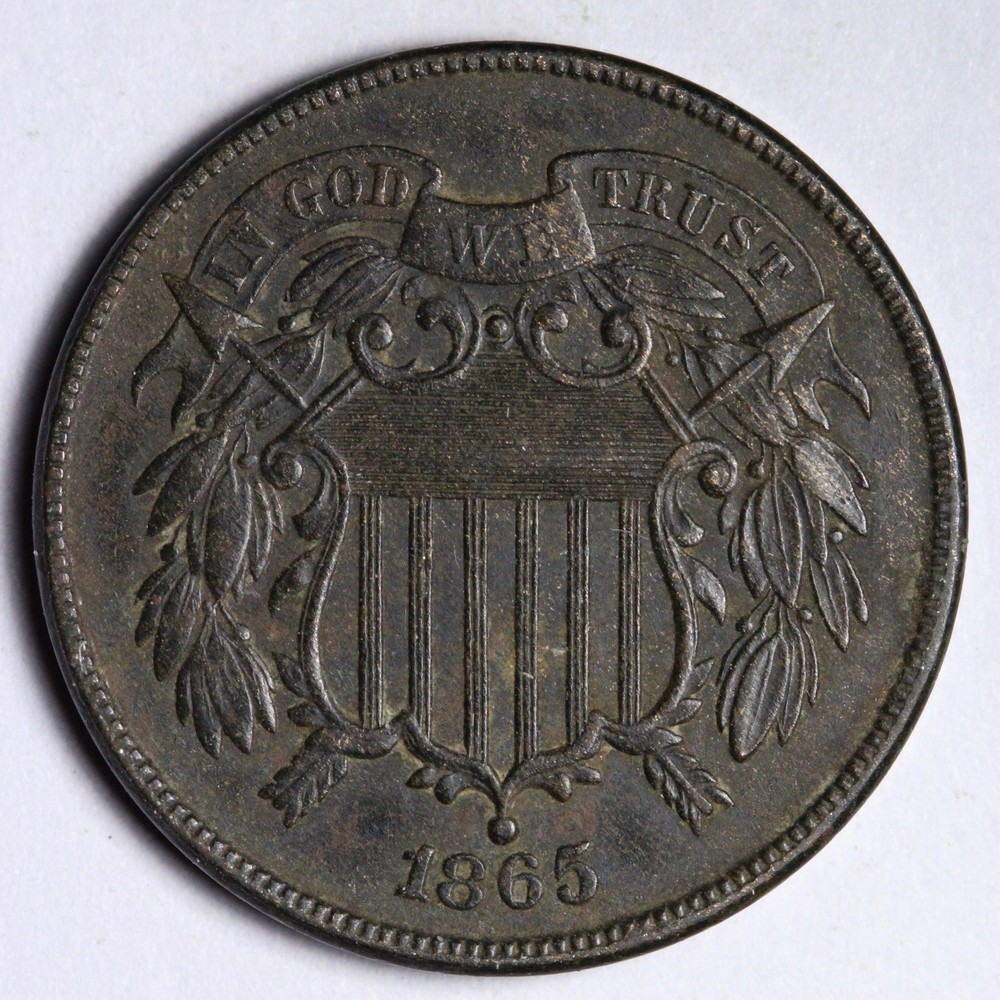 1865 Two Cent Piece AU E170 KVZY