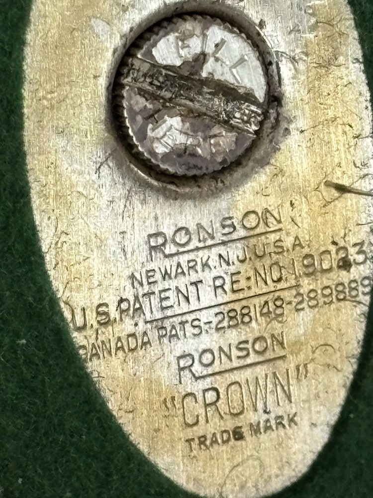 Vintage Ronson Crown Table Lighter Silver Plated with Box