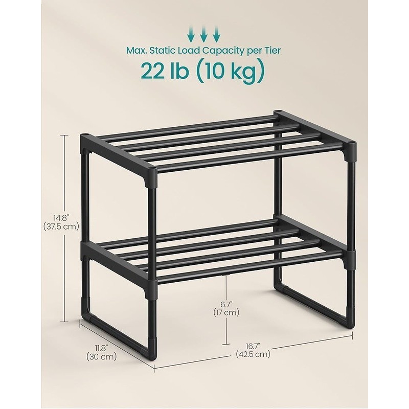 Versatile Shoe Organizer Easy Assembly Space Saving Durable Metal Shelf New