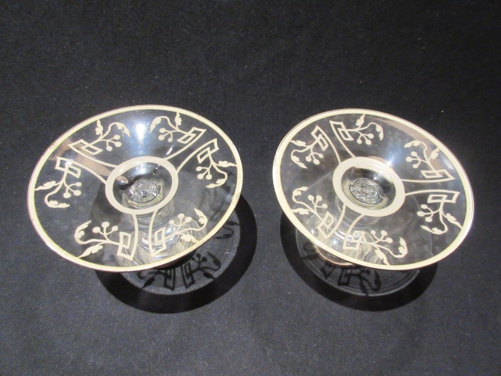 Fostoria #2324 3 1/2" Candlestick Pair with Silver Overlay