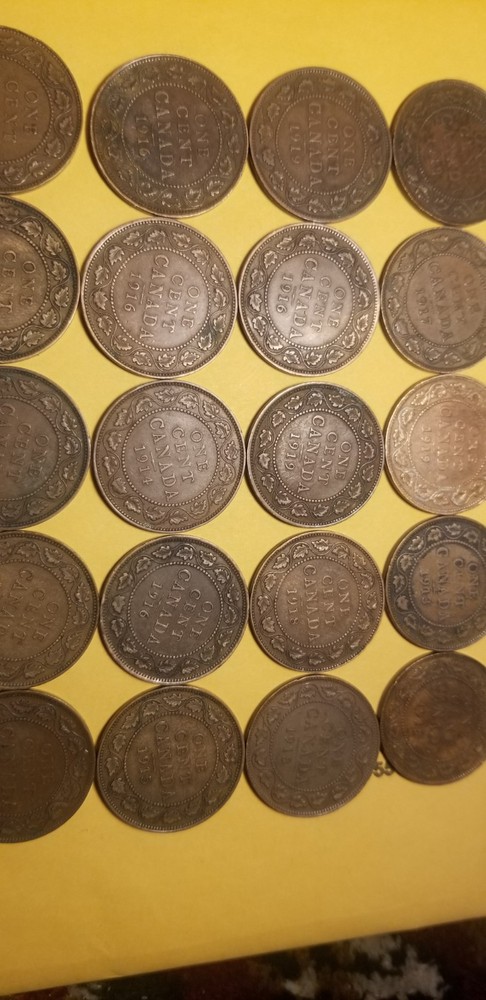 Canada Large Cent Coins Collection 25 Coins Idser1.