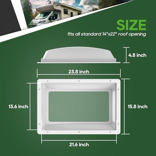 RV Skylight Bundle, 14"x22" Inner Dome with Skylight Replacement, BLACK