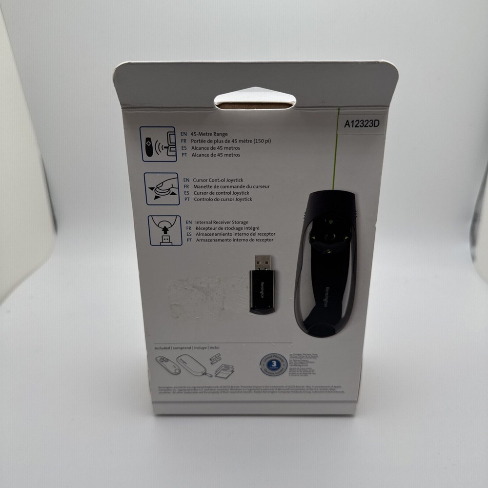 Kensington Expert Wireless Presenter with Green Laser Pointer and Cursor Control