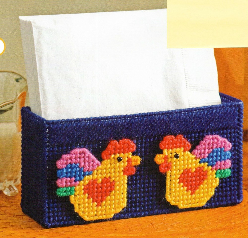 CHICKEN NAPKIN HOLDER KITCHEN DECOR PLASTIC CANVAS PATTERN INSTRUCTIONS