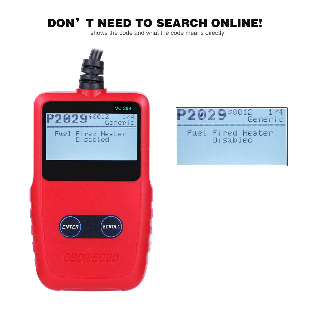 VC309 OBDII Scanner Automotive Engine Check Fault Code Reader Diagnostic Tool