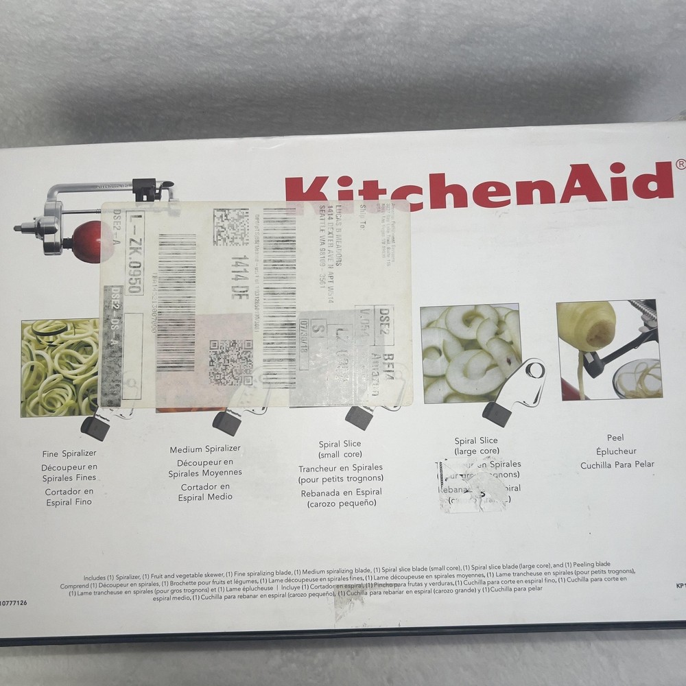 KitchenAid Spiralizer Stand Mixer Attachment Set Silver KSM1APC NOT COMPLETE