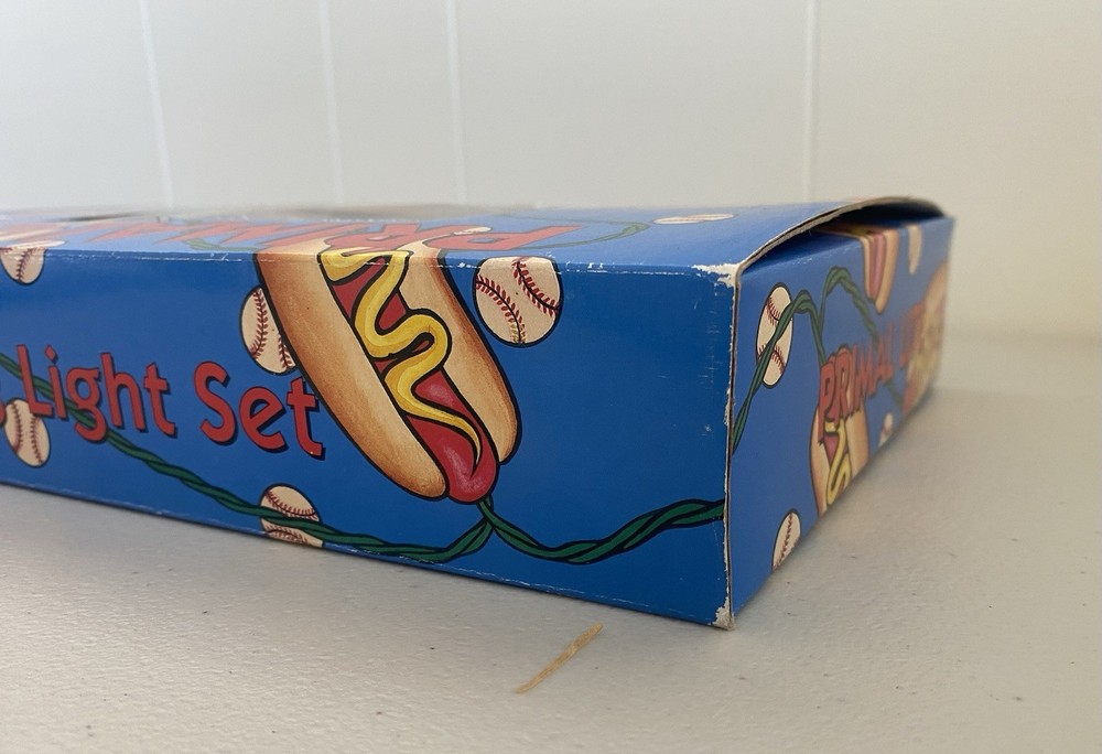 Vintage Primal Lite Weeny Roast String Lights Hot Dog Set 1993 Box