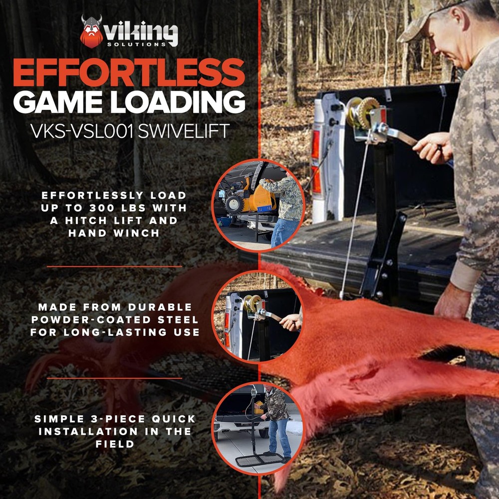 Viking Solutions SWIVELIFT Hitch Game Hoist Deer Loading Lifting System Platform