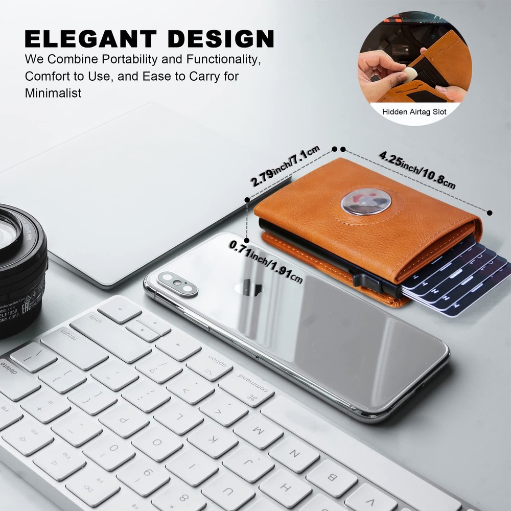 Airtag Wallet for Men with RFID Blocking - Smart Leather Wallet with Auto Eje...