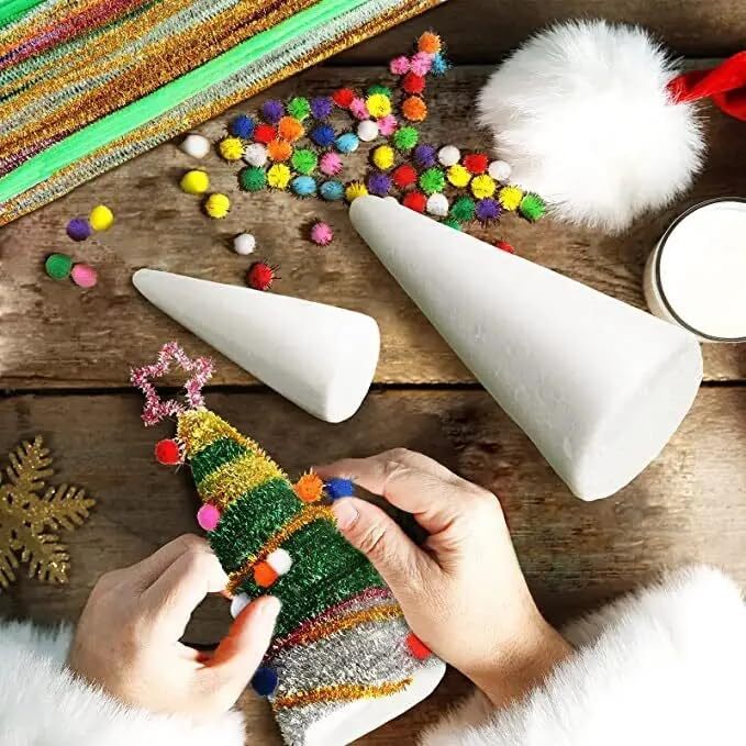 6 Pack Foam Cones for Christmas Tree Project Wedding Table Centerpiece