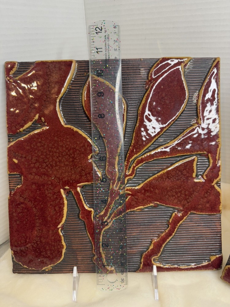 Two Handmade Ceramic Wall Hanging Tiles