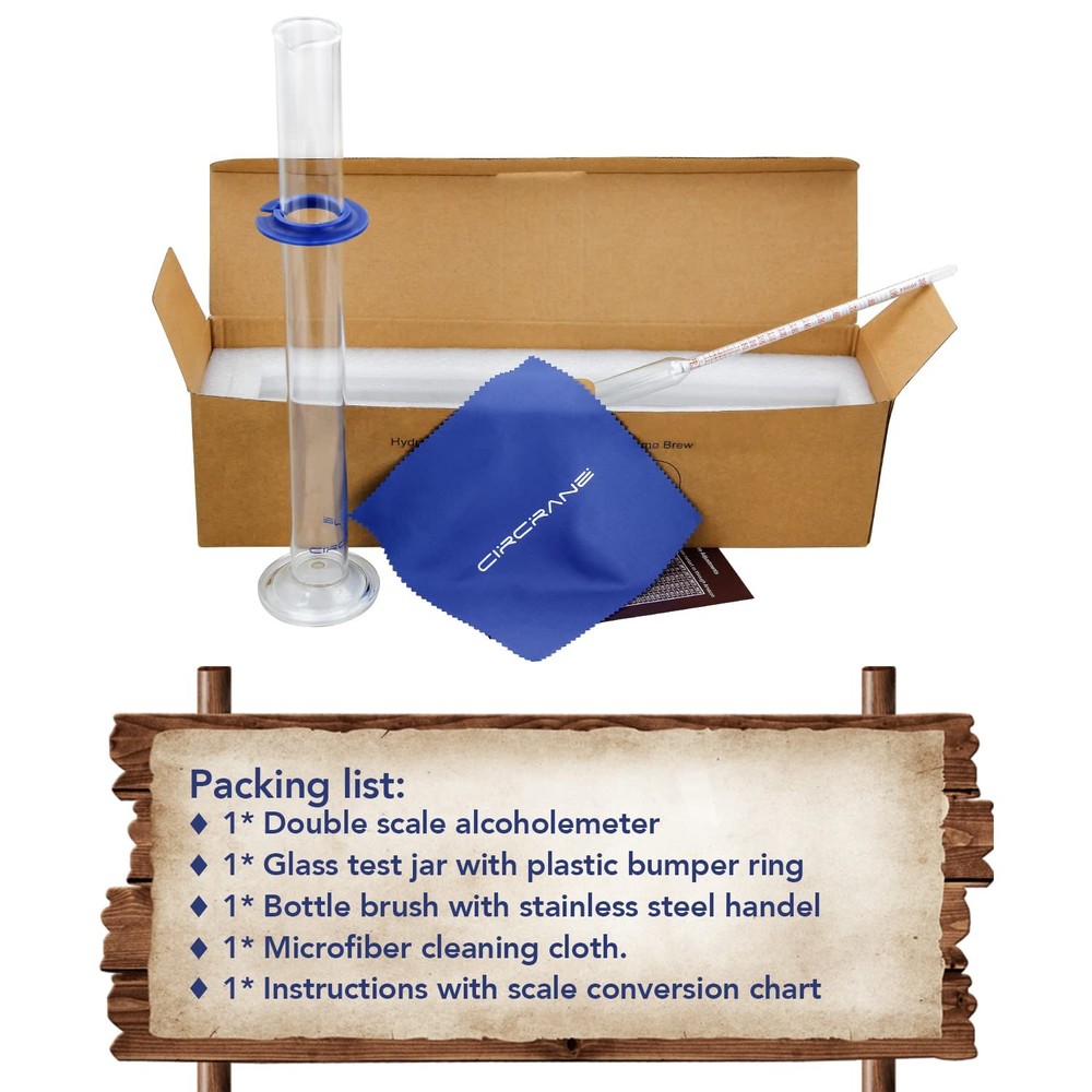 0-200 Proof & Tralle Alcohol Hydrometer with Glass Test Jar Kit, Accurate Tes...