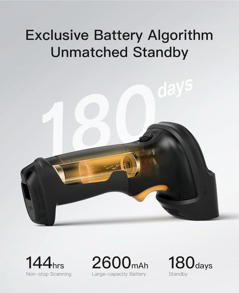 Inateck BCST-60 Barcode Scanner Wireless Reader Gun 2.4GHz Automatic Scanning