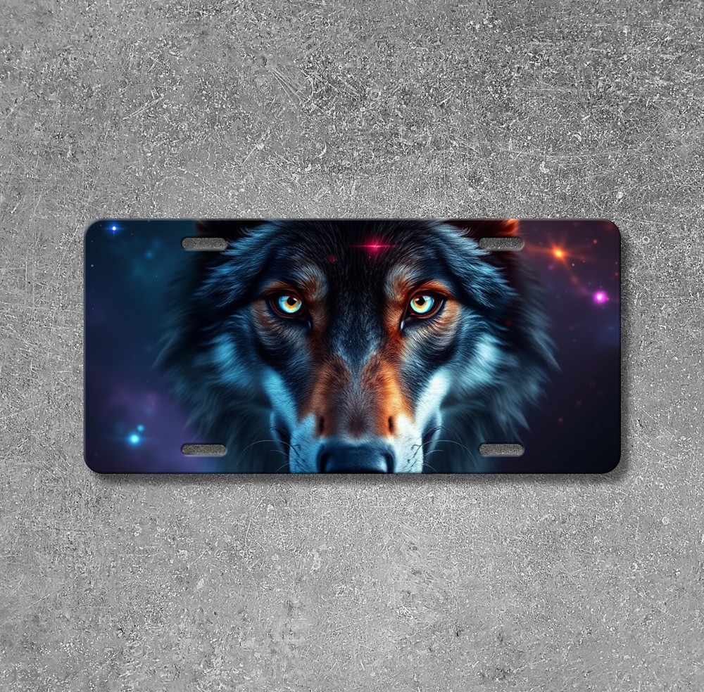 Realistic Wolf License Plate Customizable Auto Tag Anniversary Gift