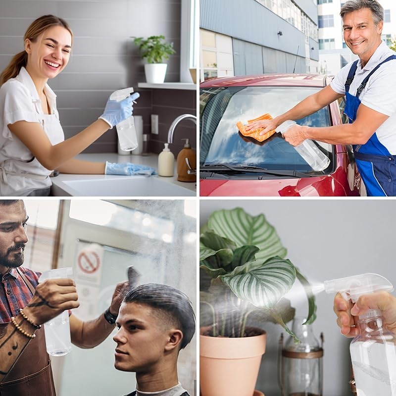 Versatile 16.9oz Plastic Spray Bottles - Heavy Duty & Adjustable Nozzle - 2 Pack