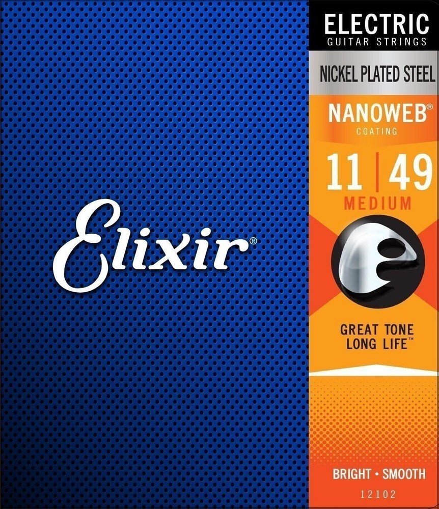 Elixir Strings Electric Guitar Strings w NANOWEB Coating, Medium (.011-.049)...