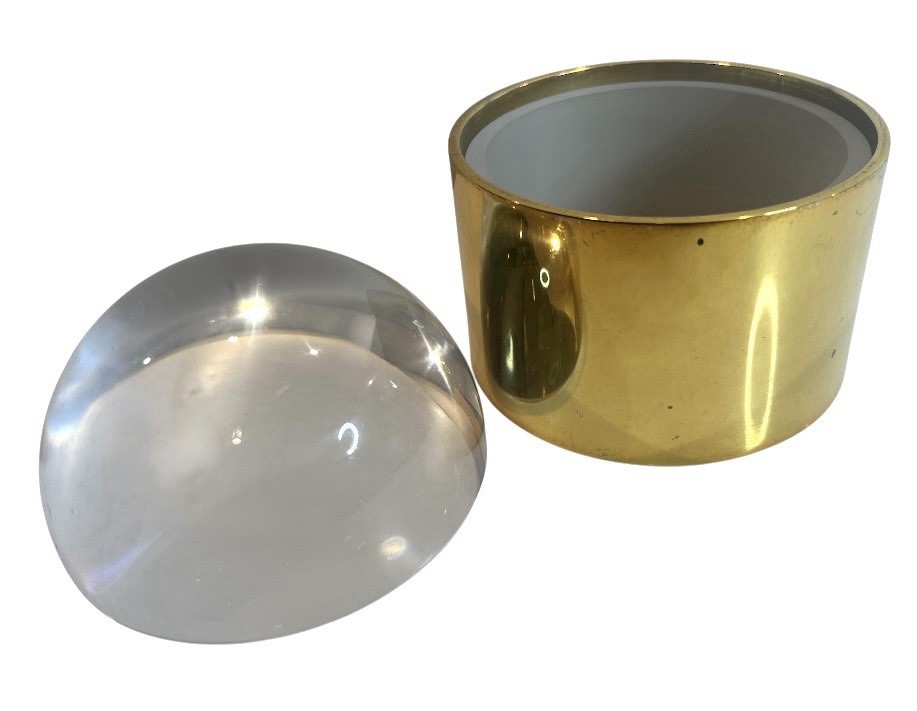 Jonathan Adler - Clear Globo Box - Brass & Acrylic - Small- Excellent Condition