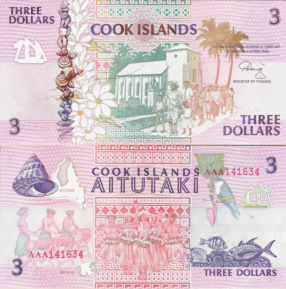 Cook Islands ND (1992) - 3 Dollars - Pick 7 UNC