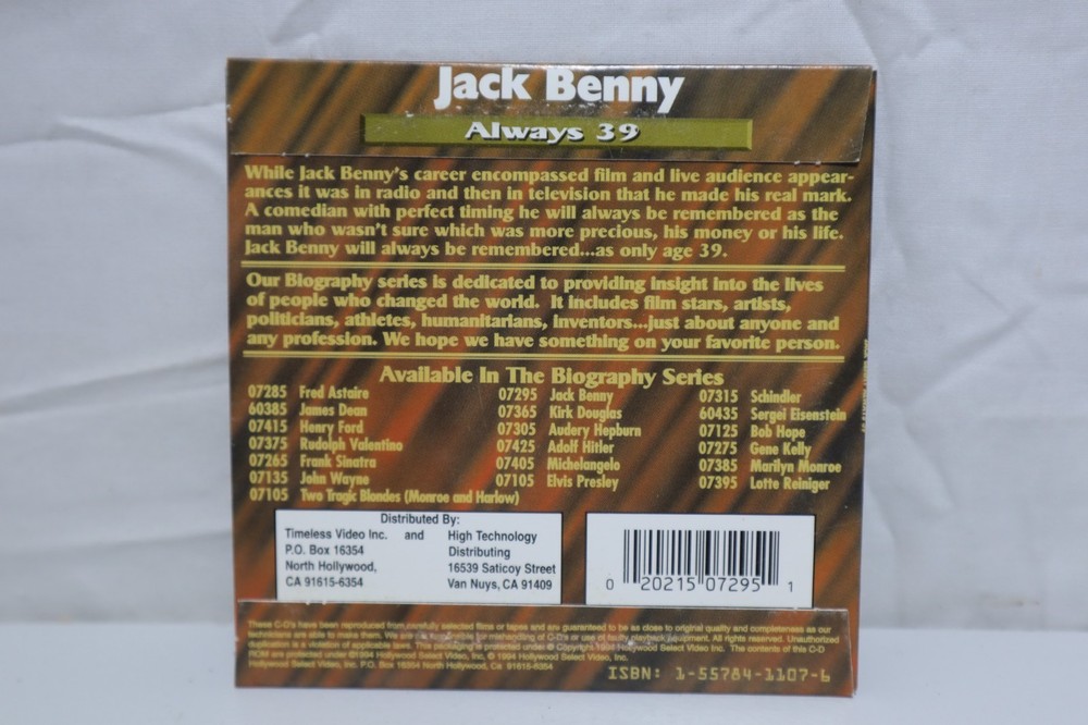 Jack Benny - Always 39 - 1994 PC CD-ROM Comedy Video-Documentary!