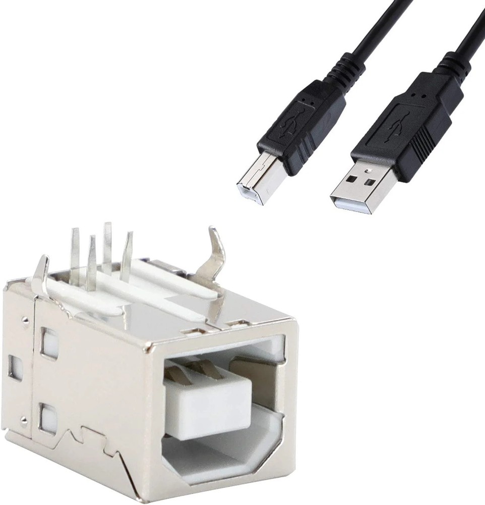USB Female Type-B Port 4-Pin Right Angle PCB DIP Jack Socket-White 10 Pack by MX