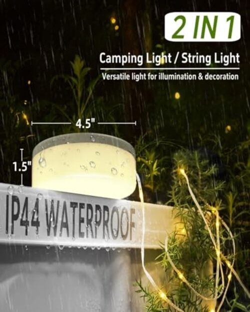 Solar Camping String Lights Fairy String Light, 4 in 1 Portable 32.8 FT