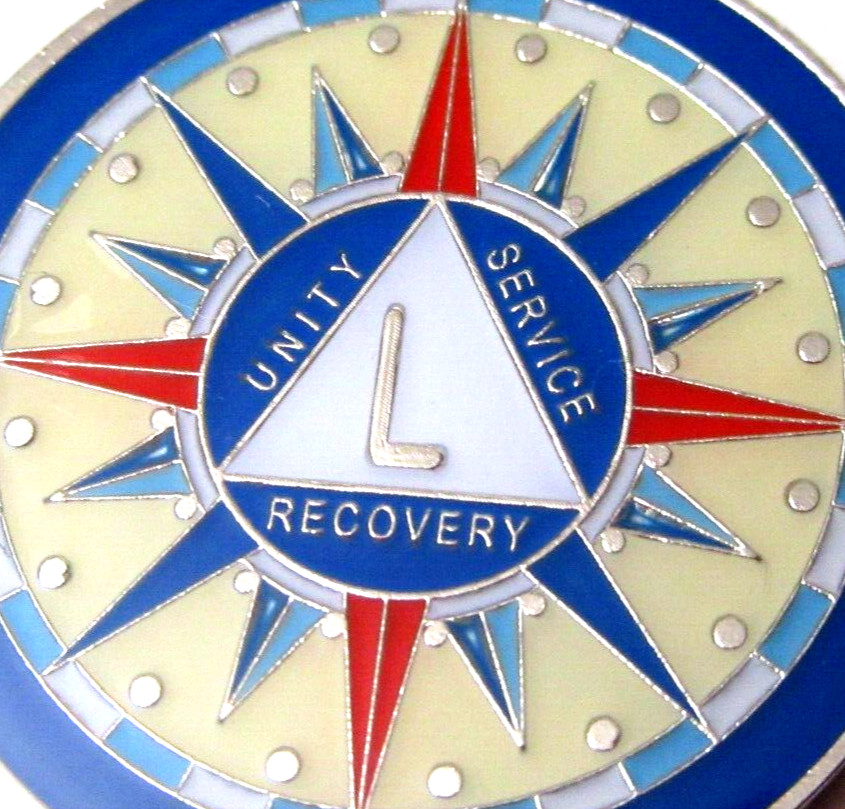 Alcoholics Anonymous medallion year 50 Compass AA Sober Chip token