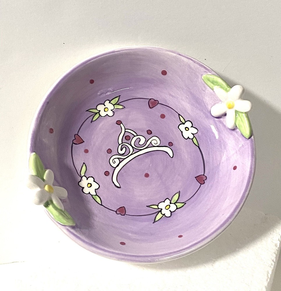 Spring Easter Purple Ceramic Candy Dish Russ Berrie 5.5”