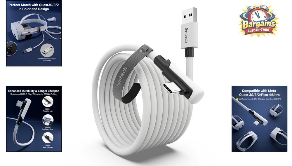 Durable 16FT USB 3.0 Cable for Meta Quest 3 & Pico - Immersive PC VR Experience