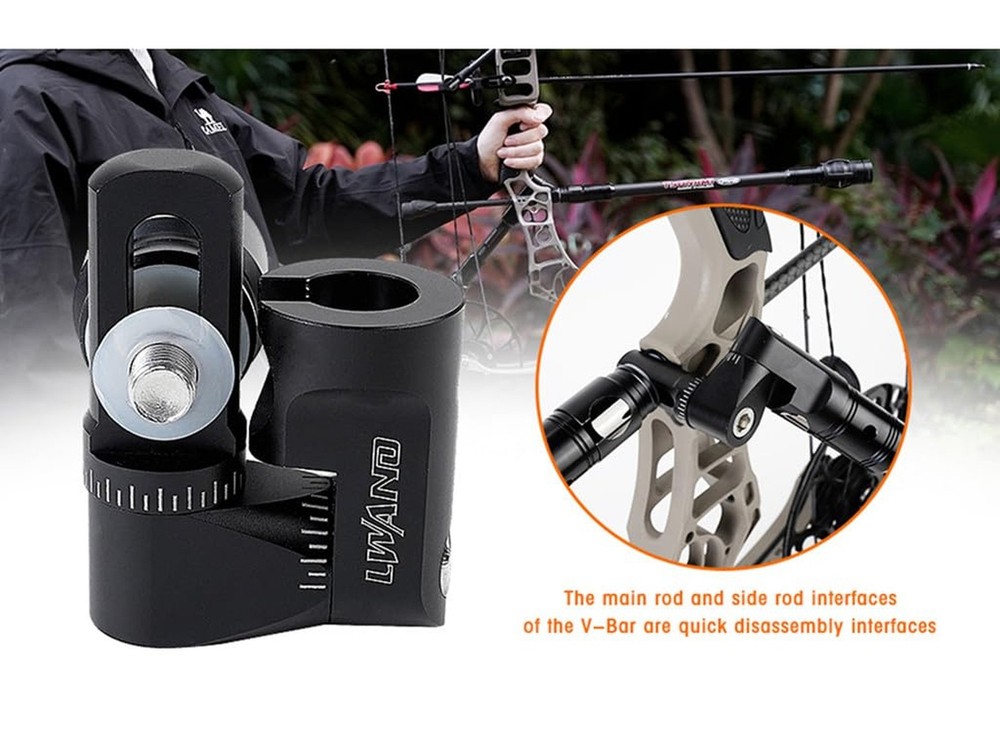 LWANO Single Side Adjustable V-Bar Mount Quick Disconnect Bow Rod Stabilizer,...