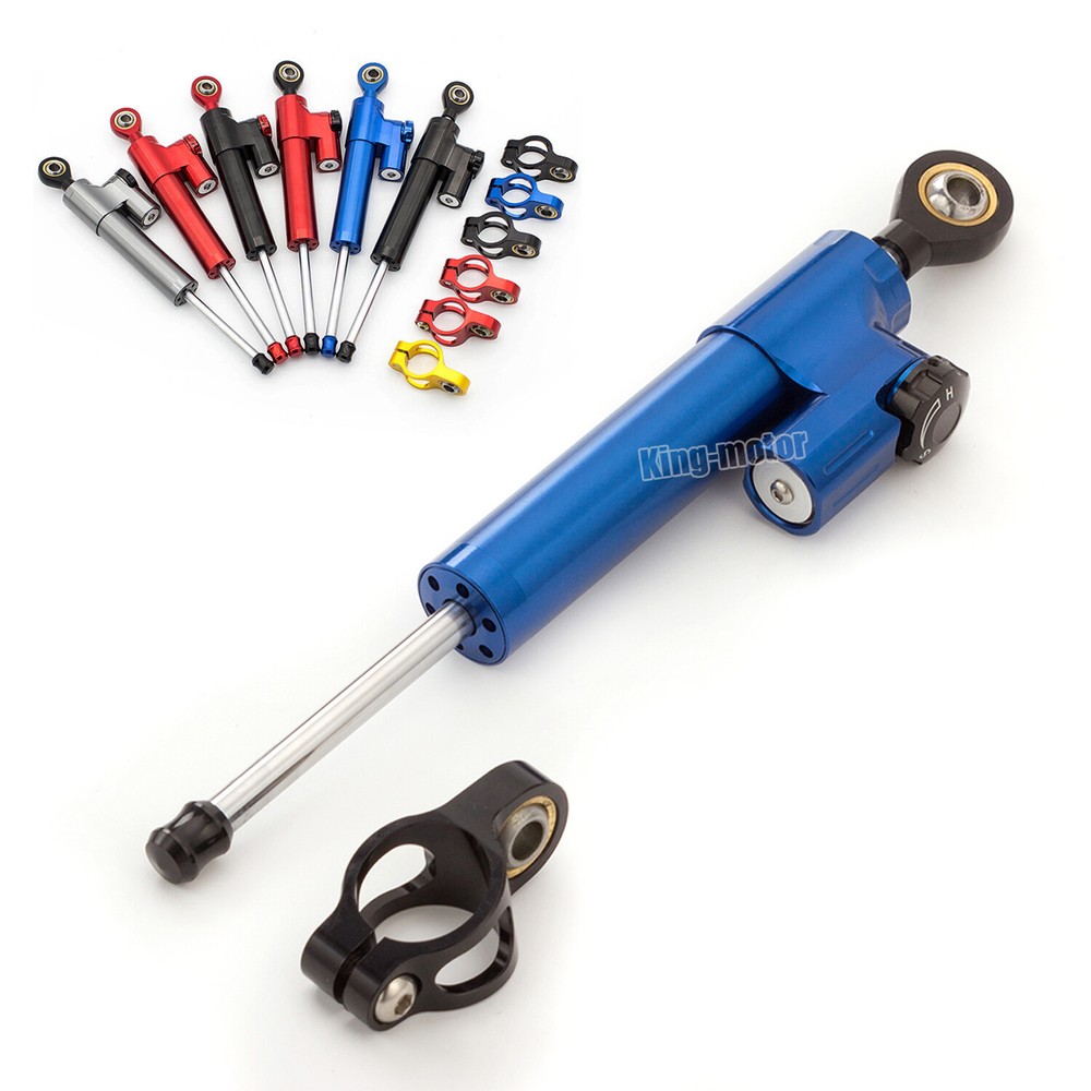 CNC Blue Steering Damper Motorcycle Bike Stabilizer Linear Reversed Safe Control