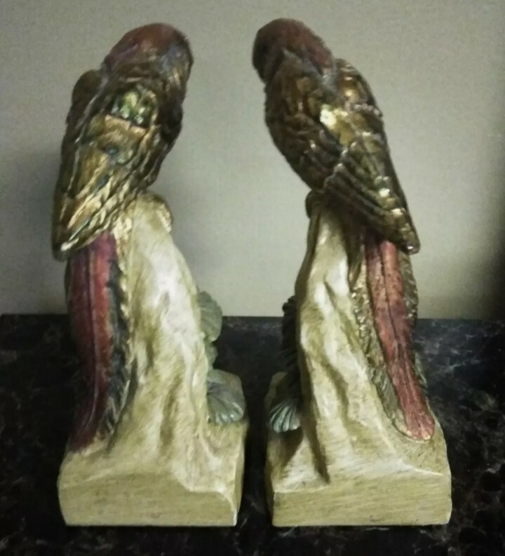 Vintage Parrot Parakeet Pair Bookends