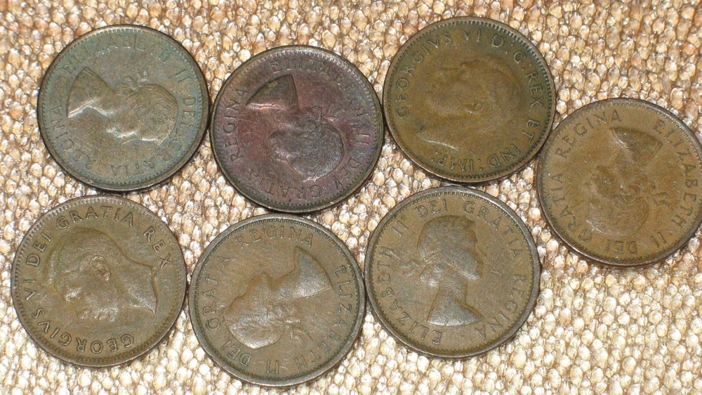Old Canadian And British Pennies