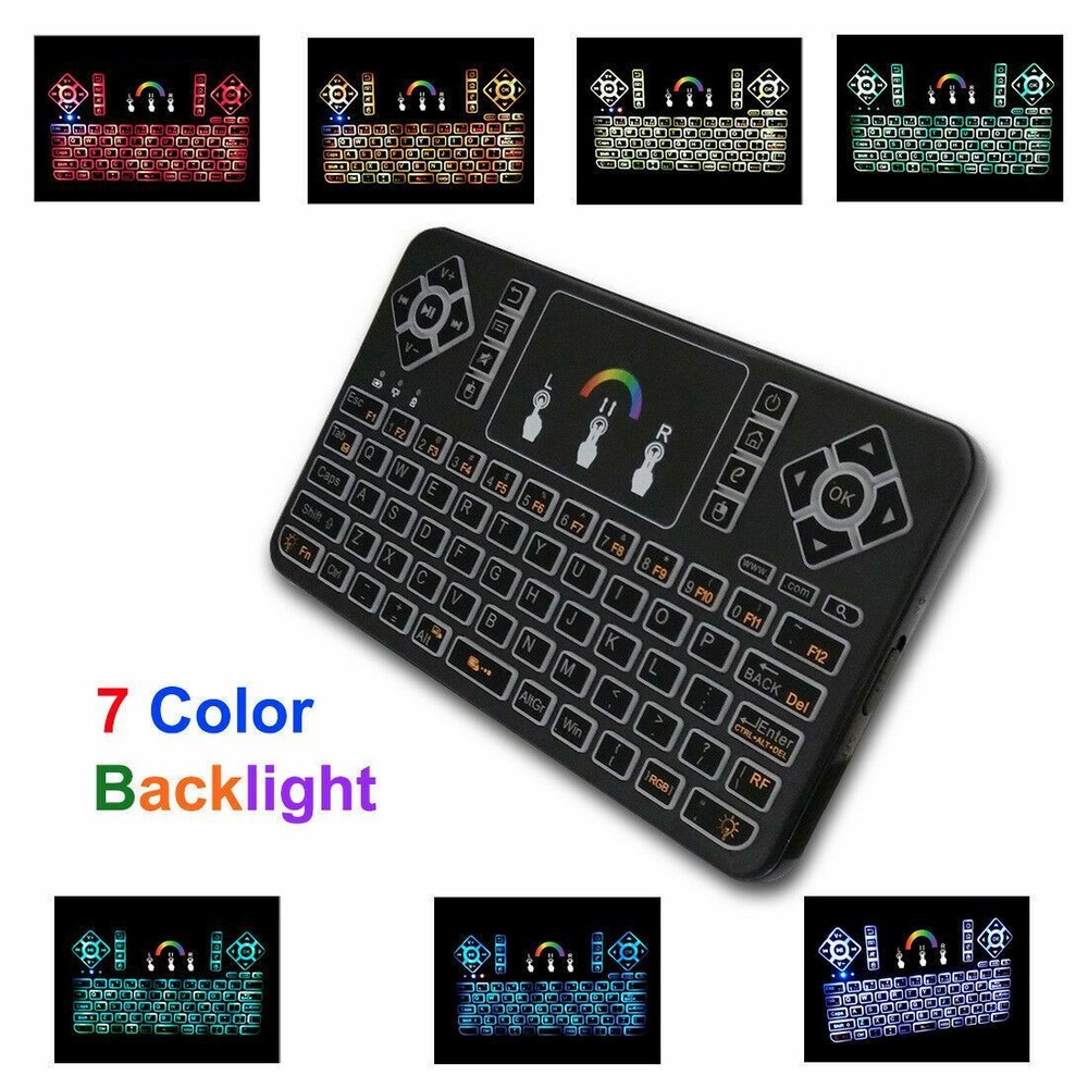 Q9 Mini 7 Color Backlit Handheld USB Wireless Keyboard+Touchpad Remote Control