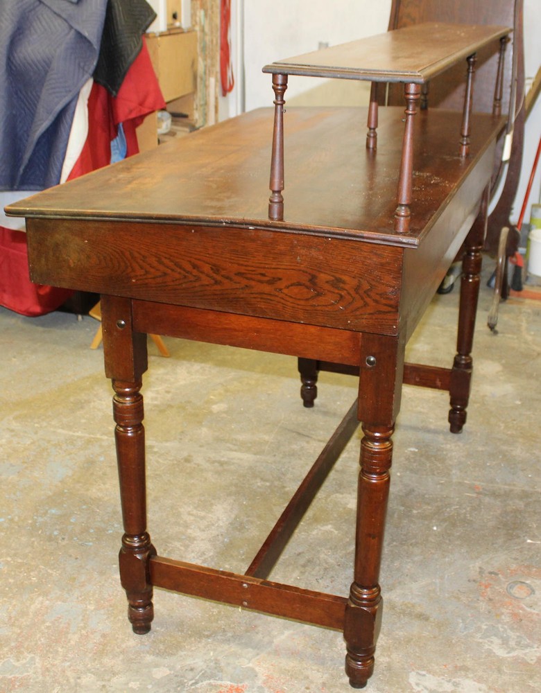 Antique Oak Standing Desk with Shelf