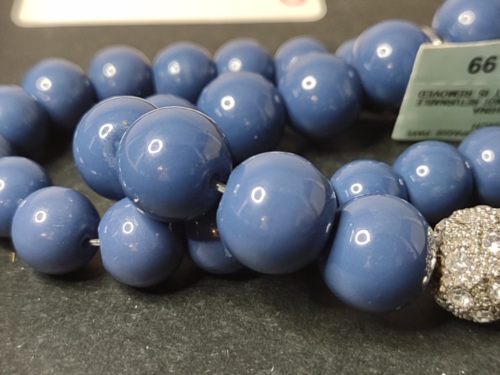 Heavy Two Layer Blue Bead Stretch Bracelet