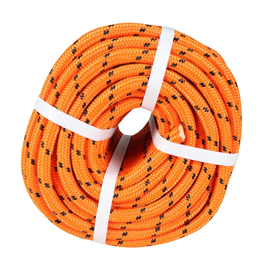 1/2"×150' Orange Bull Rope Double Braid Polyester Rope 6180Lbs Breaking Strength